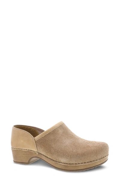 Dansko Brenna Clog In Sand Full Grain Suede