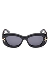 Pucci 52mm Geometric Sunglasses In Shiny Black / Smoke
