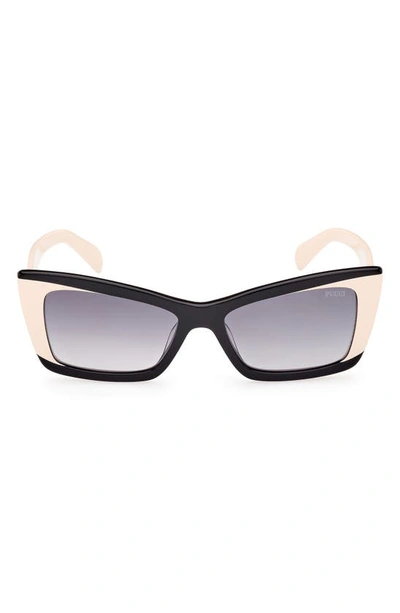 Pucci 54mm Gradient Geometric Sunglasses In Black/ Other / Gradient Smoke