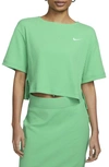 Nike Sportswear Rib Jersey Crop Top In Spring Green/ White