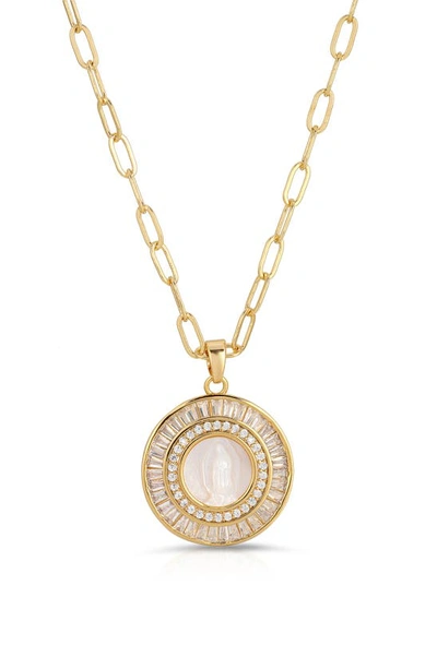 Joy Dravecky Mother Mary Pendant Necklace In White Cz/ Gold