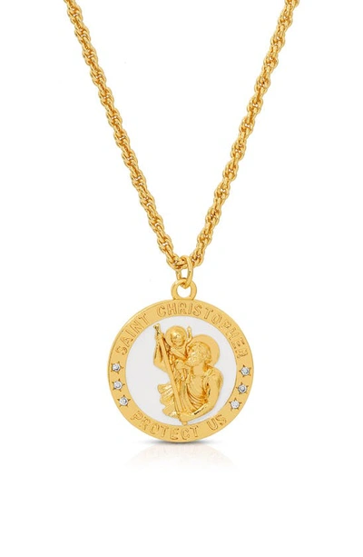 Joy Dravecky Saint Christopher Pendant Necklace In White/ Gold