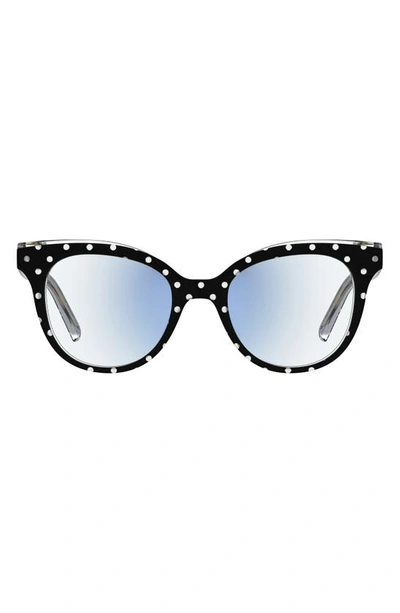 Kate Spade Everlee 50mm Blue Light Blocking Reading Glasses In Pattern Black/ Demo Lens