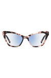 Kate Spade Gracelyn 54mm Blue Light Blocking Cat Eye Reading Glasses In Pink Havana/ Demo Lens