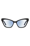 Kate Spade Gracelyn 54mm Blue Light Blocking Cat Eye Reading Glasses In Black Pattern White/ Demo Lens