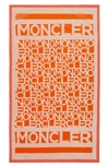 Moncler Tema 3 Allover Logo Beach Towel In Orange Multi