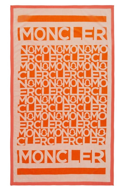 Moncler Tema 3 Allover Logo Beach Towel In Orange