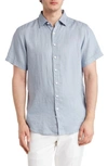 Rodd & Gunn Grey Lynn Linen Short Sleeve Button-up Shirt In Storm
