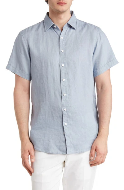 Rodd & Gunn Grey Lynn Linen Short Sleeve Button-up Shirt In Storm