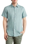 Rodd & Gunn Grey Lynn Linen Short Sleeve Button-up Shirt In Fern
