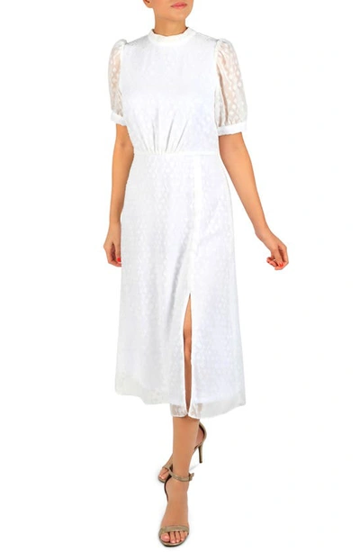 Julia Jordan Geo Print Puff Sleeve Midi Dress In Ivory