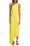 A.l.c Delfina One-shoulder Cut-out Side Gathered Dress In Yellow