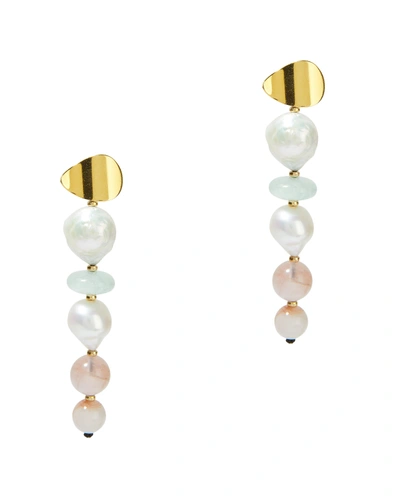 Lizzie Fortunato Pearl Pastel Column Earrings In Multicolour