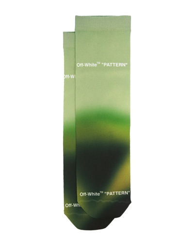 Off-white Blurred Logo Crew Socks In Green