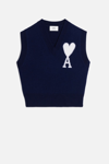 Ami Alexandre Mattiussi Ami De Coeur Sleeveless Sweater Blue Unisex In Navy,white