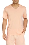 Daniel Buchler Peruvian Pima Cotton V-neck T-shirt In Apricot