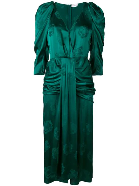 ruched jacquard midi dress