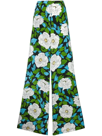 Diane Von Furstenberg Floral Printed Palazzo Trousers In Black