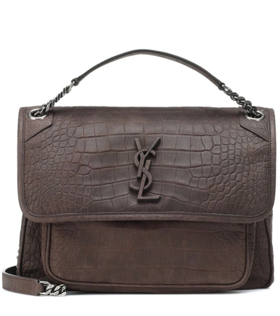 Saint Laurent Medium Niki Chain Leather Shoulder Bag In Brown