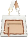 Fendi Small Runaway Whipstitch Leather Tote Bag In White