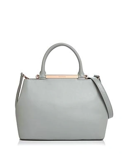 Ted Baker Anabel Pearl Handle Leather Satchel In Mid Grey