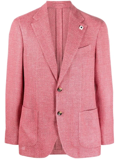 Lardini Single-breasted Tweed Blazer In Pink