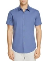 Theory Sylvain Wealth Short Sleeve Slim Fit Button-down Shirt In Blue Jean