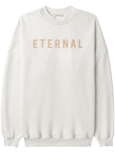 Fear Of God Logo-embroidered Long-sleeved Cotton Sweatshirt In Neutrals