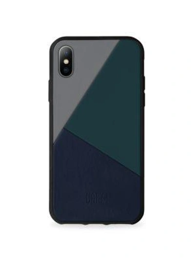 Boostcase Clic Gray Leather Iphone X Case In Petrol Blue