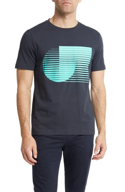 Hugo Boss Graphic-print Cotton T-shirt In Blue