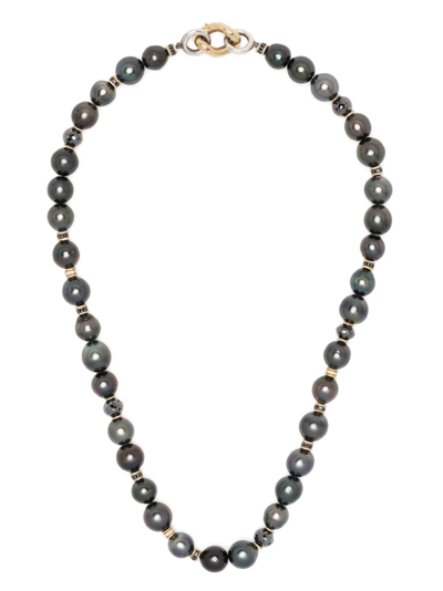 Maor Beaded Pearl Necklace In Black