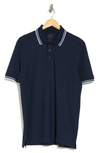 14th & Union Coolmax® & Cotton Blend Tipped Polo In Navy Blazer