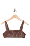 Weworewhat Vegan Leather Bra Top In Cacao