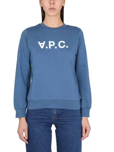 Apc Mélange Logo-print Sweatshirt In Blue
