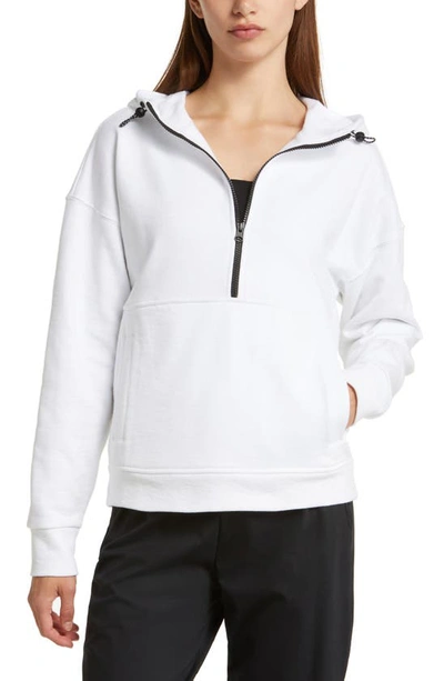 Zella Explore Half Zip Terry Hoodie In White
