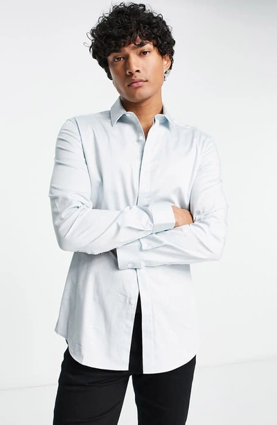 Asos Design Skinny Fit Shirt In Pale Blue