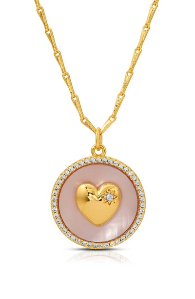 Joy Dravecky Lover Stone Pendant Necklace In Pink Shell/ Gold