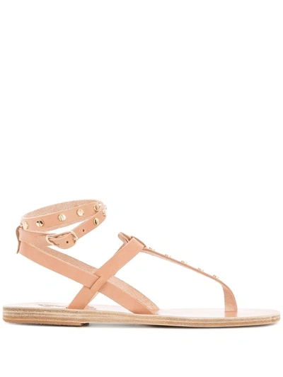 Ancient Greek Sandals Studded T-bar Sandals In Neutrals