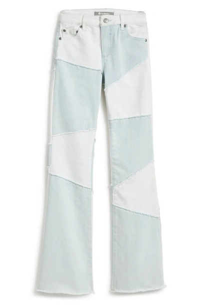 Tractr Kids' Patchwork Flare Jeans In Indigo White