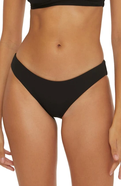 Becca Modern Edge Ribbed Hipster Bikini Bottoms In Black