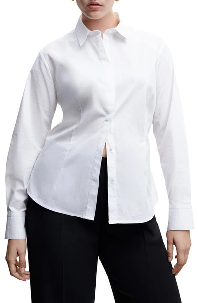 Mango Essential Stretch Poplin Button-up Shirt In White