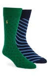 Polo Ralph Lauren Dot 2-pack Stretch Cotton Blend Socks In Brigt Green