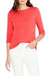Nic + Zoe Boat Neck Cotton Blend T-shirt In Dragonfruit
