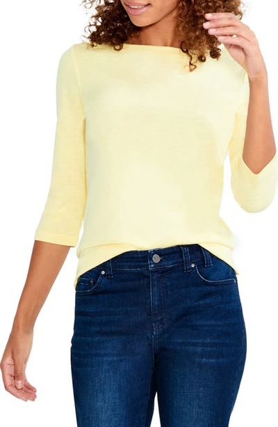Nic + Zoe Boat Neck Cotton Blend T-shirt In Chamomile