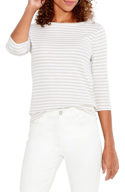 Nic + Zoe Stripe Cotton & Modal T-shirt In Neutral Multi