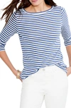 Nic + Zoe Stripe Cotton & Modal T-shirt In Blue Multi
