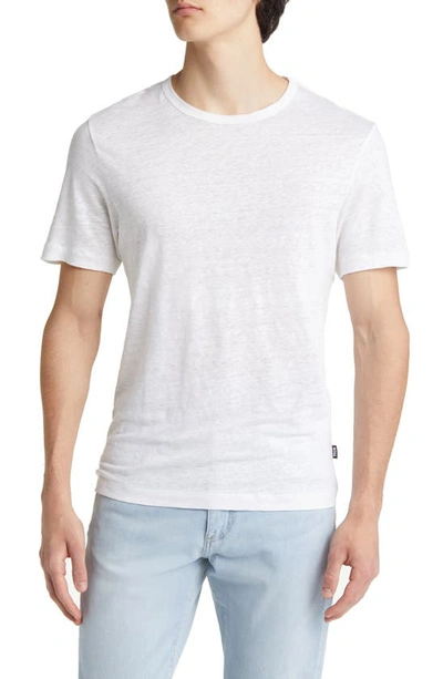 Hugo Boss Tiburt Slub Linen T-shirt In White