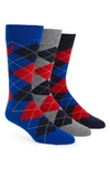 Polo Ralph Lauren 3-pack Argyle Socks In Navy Red