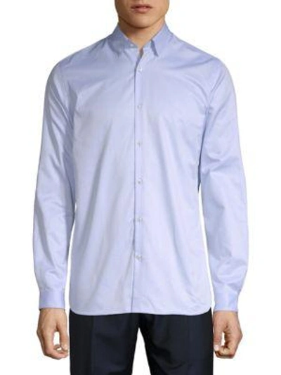 The Kooples Plain Twill Button-down Shirt In Light Blue