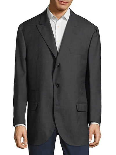 Brunello Cucinelli Solid Wool Suit Jacket In Charcoal